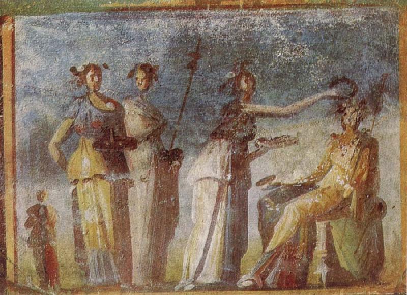 unknow artist Wall painting from Herculaneum showing in highly impres sionistic style the bringing of offerings to Dionysus Norge oil painting art
